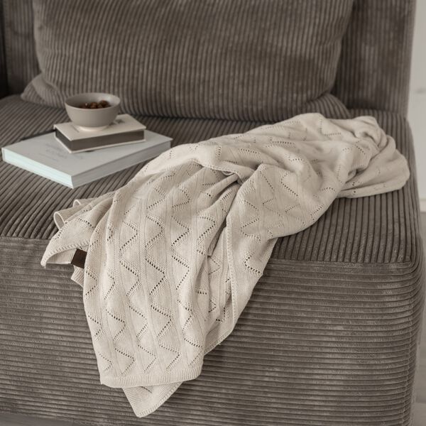 Strikket Plaid Mauntain, beige melange, By LOHN