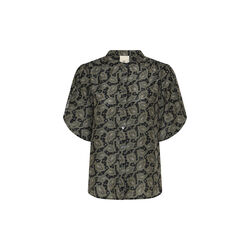 620HMTulin top, forest green print, Heartmade