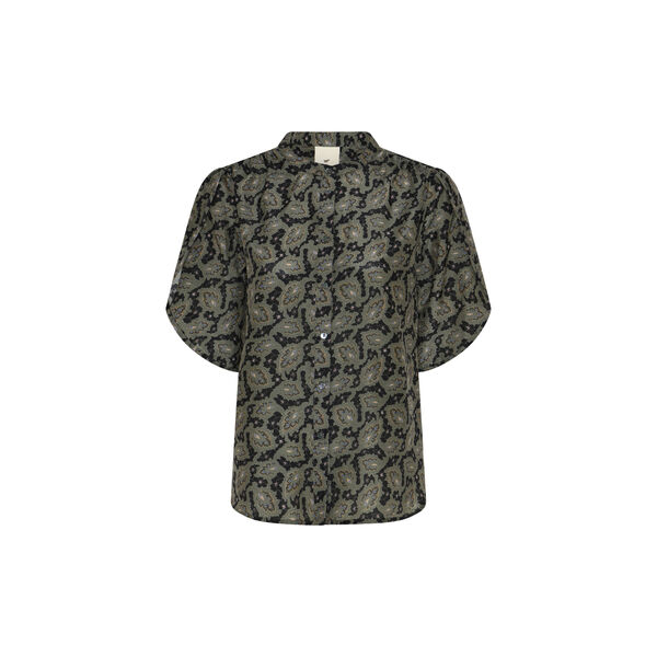 620HMTulin top, forest green print, Heartmade