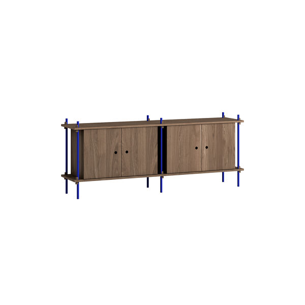 Shelving System &ndash; S.65.2.D, smoked oak/deep blue, MOEBE