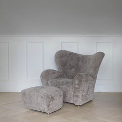 The Tired Man Lounge Chair & Ottoman, dark stained oak/green tea, Audo Copenhagen