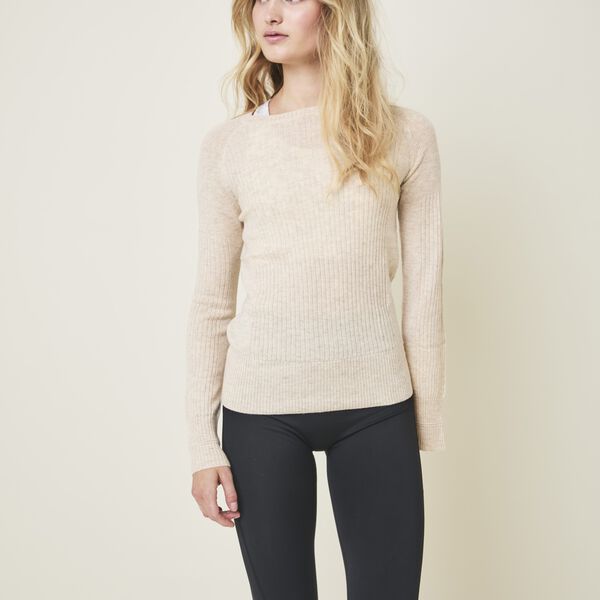 Aveline rundhalset strik, sand, Cartel Copenhagen