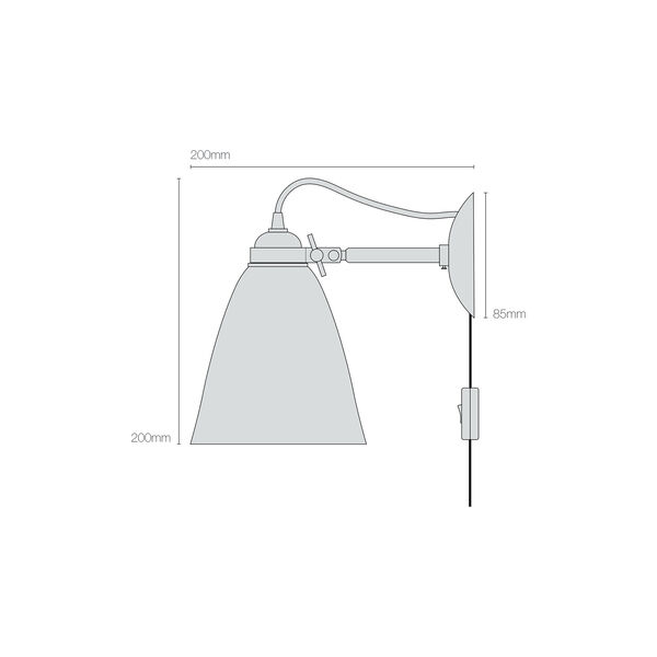 Hector Medium Dome Wall Light Plug with Switch & Cable, natural white, Original BTC