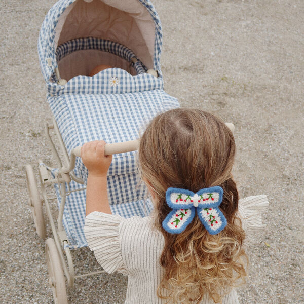 Doll Pram, captains blue check, Konges Sløjd