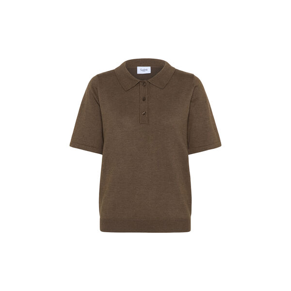 MilaSZ Polo SS Pullover, fondue fudge melange, Saint Tropez