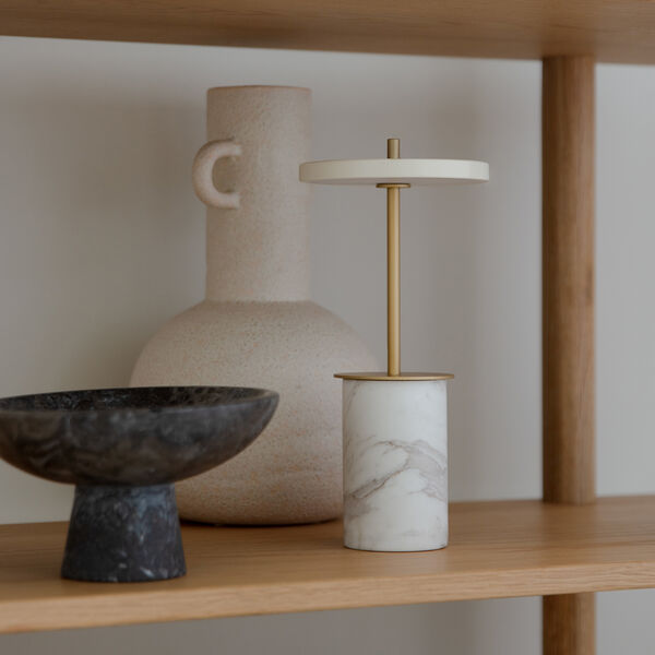 Asteria Move Mini Portable Lamp, white marble, UMAGE
