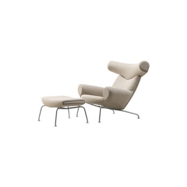 Wegner Ox Chair |  Warm Grey | L&aelig;nestol + Ottoman, Fredericia Furniture