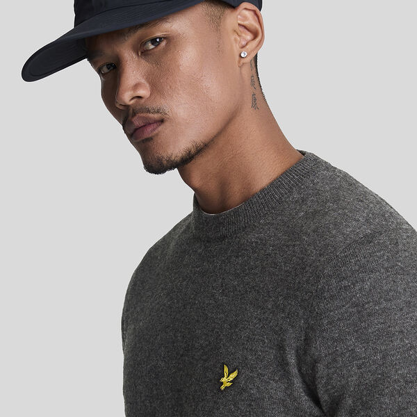 Lambswool Blend Crew Neck Jumper, charcoal marl, Lyle & Scott