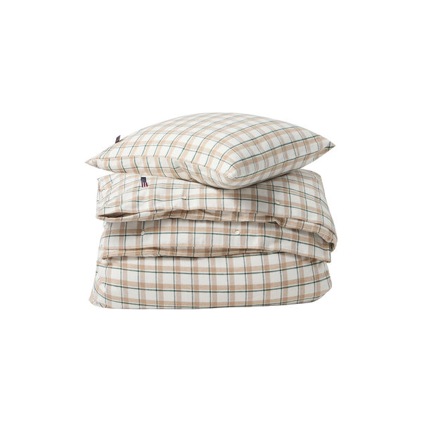 Checked Cotton Flannel Bed Set, green/beige/white, Lexington