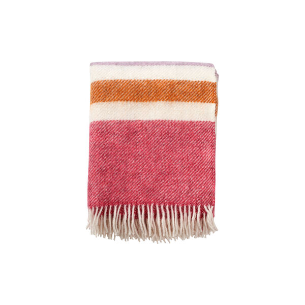 Gotland stripe plaid, cerise, Klippan Yllefabrik
