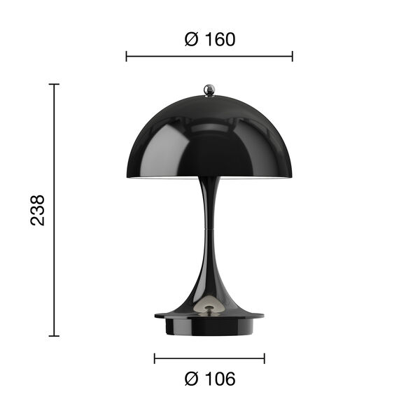 Panthella 160 Portable bordlampe, opaque black, Louis Poulsen