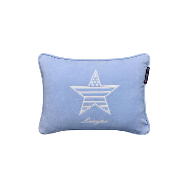 Icons Kids Organic Cotton Velvet Pillow, blue, Lexington