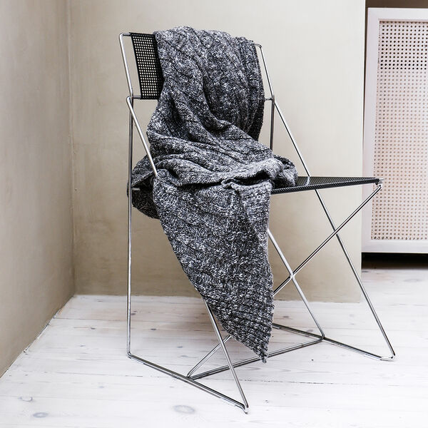 Cable plaid, grey/black, ELVANG