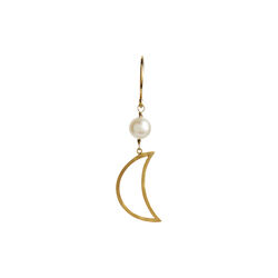 Bella Moon Earring With Pearl Single, gold, Stine A Jewelry