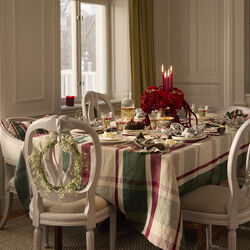 Linen/Cotton Tablecloth, green/red/beige, Lexington