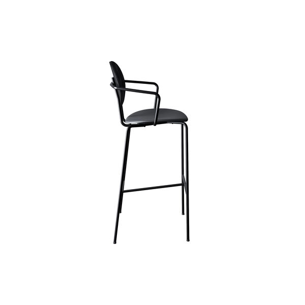 PIET HEIN Bar Chair with Arms, black lacquered oak/Solid Black 509 PIET HEIN Bar Chair with Arms, black lacquered oak/Solid Black 509, Sibast Furniture
