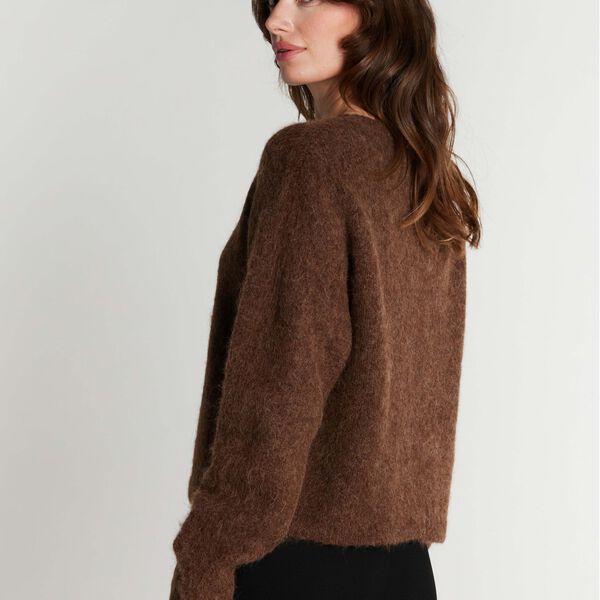 6873RDFPetra knit cardigan, chocolat, RUE de FEMME