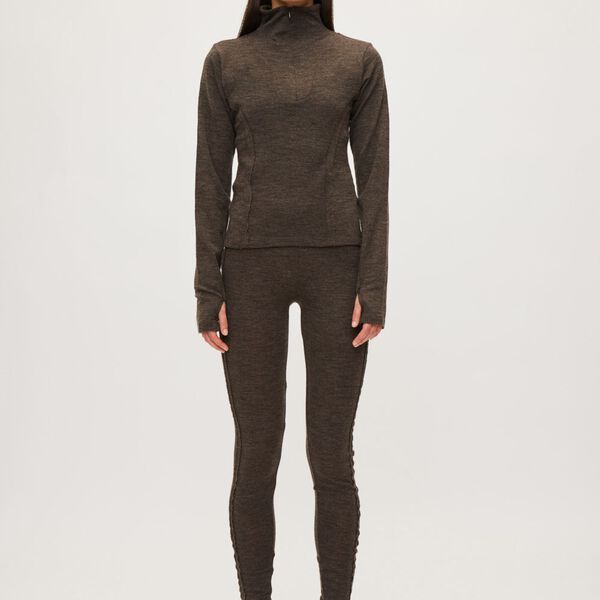 Merino Wool Leggings Haze, dark brown melange, Rethinkit