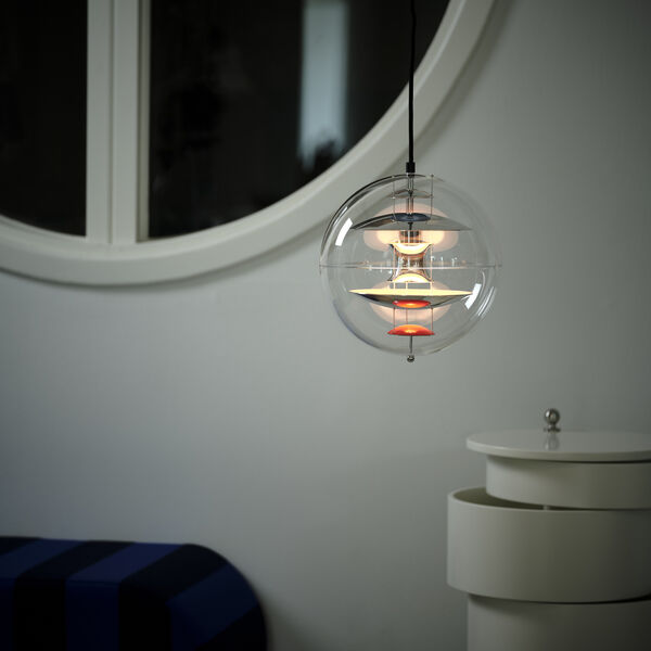 VP Globe pendel, chrome/red/blue VP Globe pendel, chrome/red/blue, Verpan