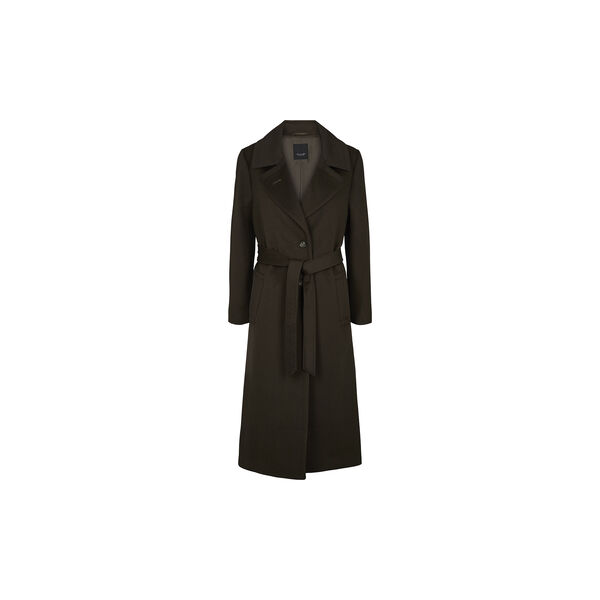 Cashmere Coat W Clareta Belt Long, dark olive green, SAND Copenhagen