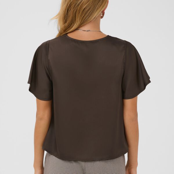 LodisaSZ SS Blouse, chocolate brown, Saint Tropez