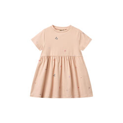 Jersey Dress Anna, rose flowers, Wheat