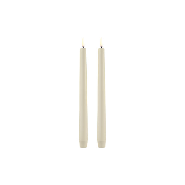 LED Classic Taper Candle 25 cm 2 pcs, oyster grey, Uyuni Lighting