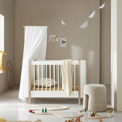 Wood Mini+ tremmeseng inkl. junior kit 68x122/162 cm, hvid/eg, Oliver Furniture