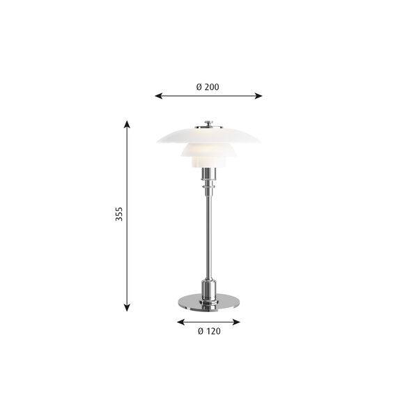 PH 2/1 bordlampe, chrome PH 2/1 bordlampe, chrome, Louis Poulsen