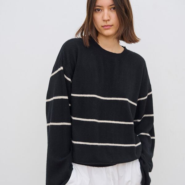 Sea Stripe Sweater, black/wheat, CARE BY ME