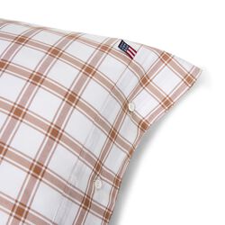 Checked Pin Point Pillowcase | White/Fudge | Pudebetr&aelig;k, Lexington