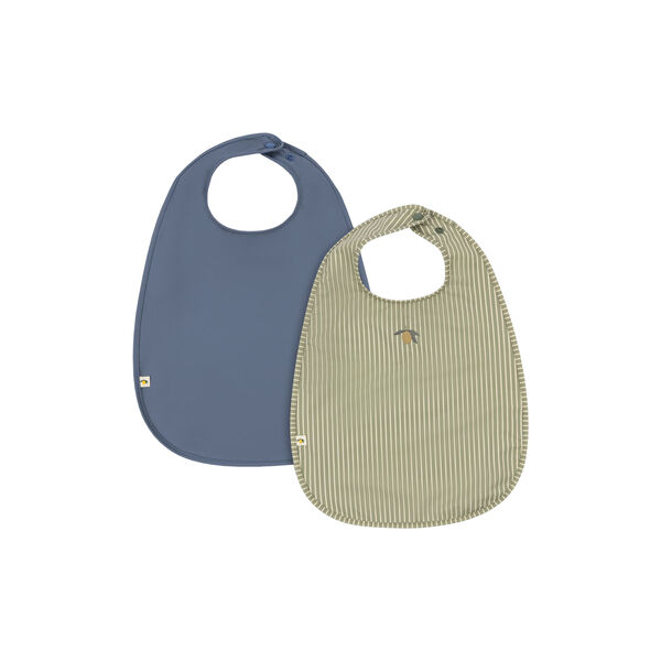 2 Pack Dinner Bib, tea stripe/flint stone, Konges Sløjd