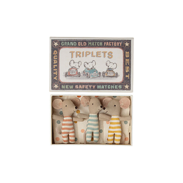 Trillinger babymus i t&aelig;ndstik&aelig;ske, Maileg