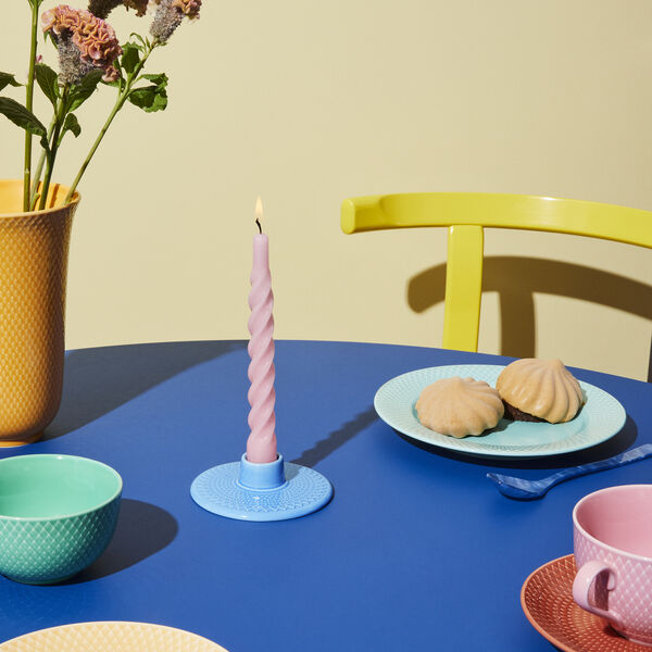 Rhombe Color kronelysestage, bl&aring;, Lyngby Porcel&aelig;n