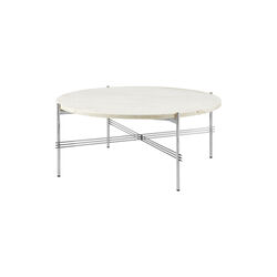 TS Coffee Table Ø80, neutral white travertine/steel TS Coffee Table Ø80, neutral white travertine/steel, GUBI