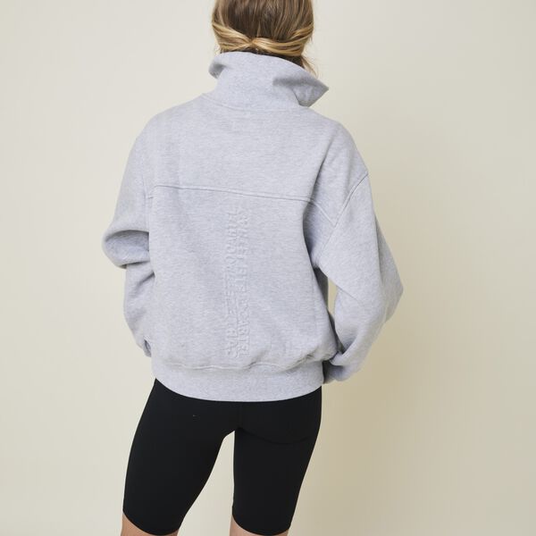 Air Sweatshirt med halv lynl&aring;s, grey melange, Cartel Copenhagen