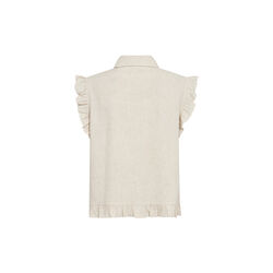 PD-Miles Flounce Top, oyster white melange, Pieszak
