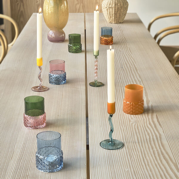 Styles Fyrfadsstage, grøn/rosa, Villa Collection