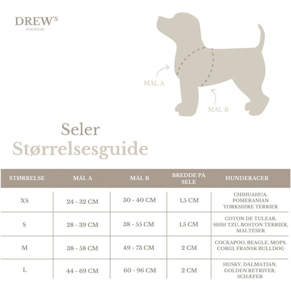 Bl&oslash;d & justerbar hundesele, cortado, Drew's Dogwear