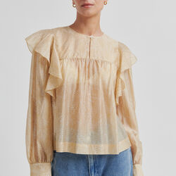 Hide Ruffle Blouse, oxford tan, Second Female