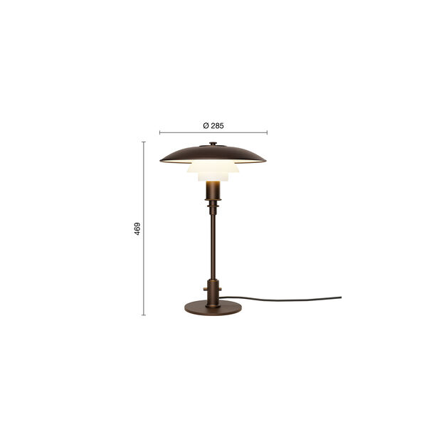 PH 3/2 bordlampe, aged brass/opal glass, Louis Poulsen