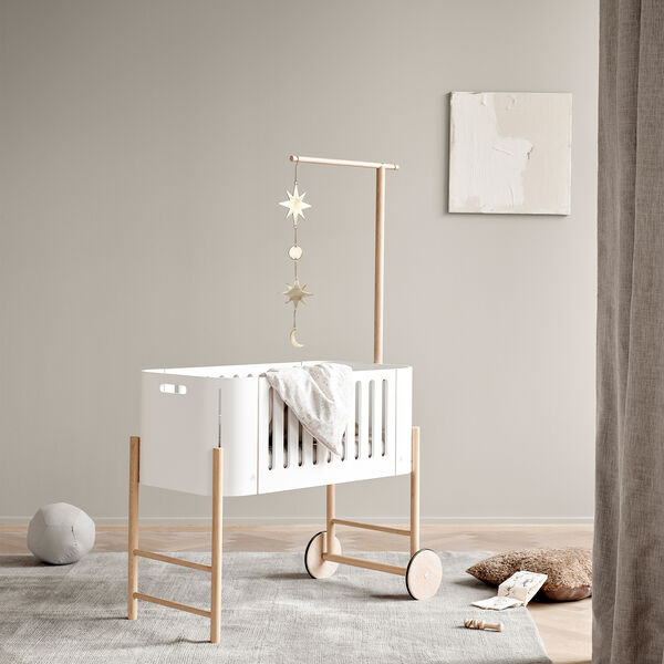 Wood co-sleeper inkl. ombyg til b&aelig;nk, hvid/eg, Oliver Furniture