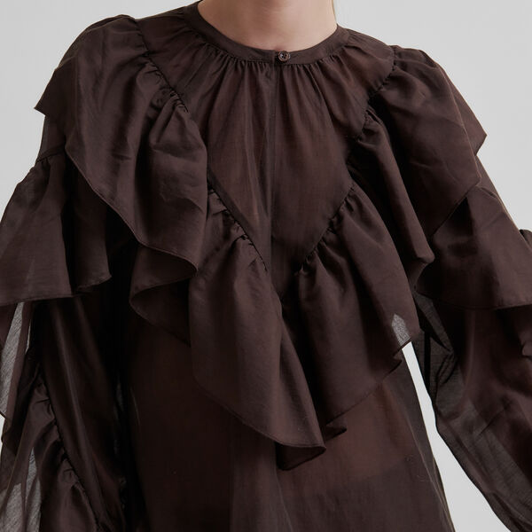 Fria Frill Blouse, chocolate plum, Second Female