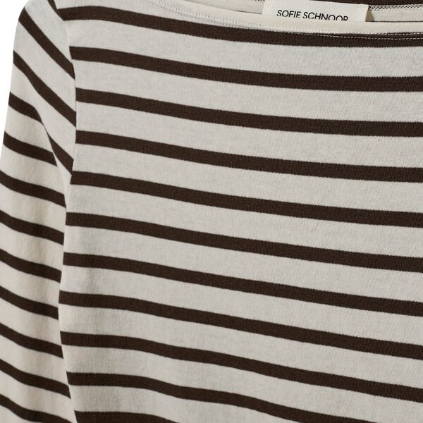CECESW BOAT-NECK LONG-SLEEVE T-SHIRT, brown striped, Sofie Schnoor
