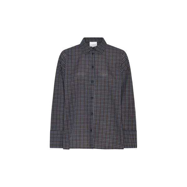 Louise Shirt, navy checks, LA RŌUGE