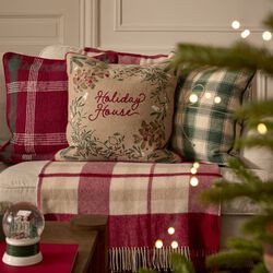 Checked Pillow Cover, red/green/white, Lexington