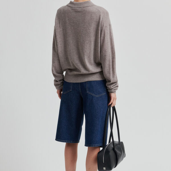 Claro Knit Polo, mid brown melange, Second Female