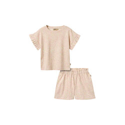 Set T-shirt & Shorts Ally, coral flowers, Wheat