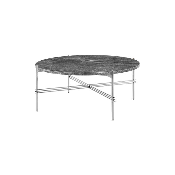 TS Coffee Table &Oslash;80, grey emperador marble/steel, GUBI