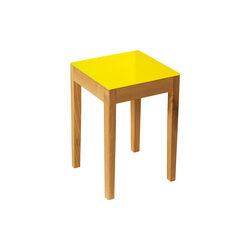 Stool/Side Table, canary yellow/oiled oak, a seat in Siena